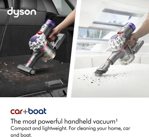 Vista 2 de Dyson Aspiradora de mano para coche y bote, inalámbrica y ligera, limpia superficies duras y tapicería, 115AW, 2 modos de potencia, hasta 50 minutos²