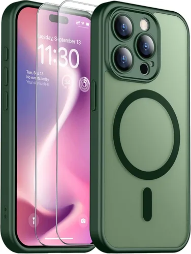 Vista 153 de SPIDERCASE Funda magnética translúcida diseñada para iPhone 11, con 2 protectores de pantalla de vidrio templado, antihuellas, para iPhone 11 de 6.1