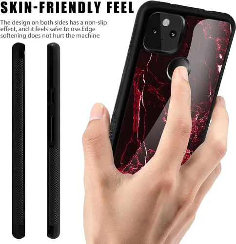 Vista 6 de Funda de mármol compatible con Google Pixel 5A, delgada y brillante TPU gel funda para teléfono compatible con Google Pixel 5A 2021 lanzamiento rojo