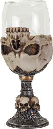 Vista 2 de SUMMIT COLLECTION Underworld - Copa de vino con diseño de calavera, copa de vino, copa de cristal ceremonial, cáliz de vino, copa de 7 onzas líquidas