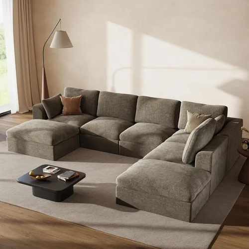 Vista 37 de Sofás seccionales Cloud de 110 pulgadas para sala de estar, sofá convertible sin hueso en forma de L con otomana, juego de sofá modular de gran
