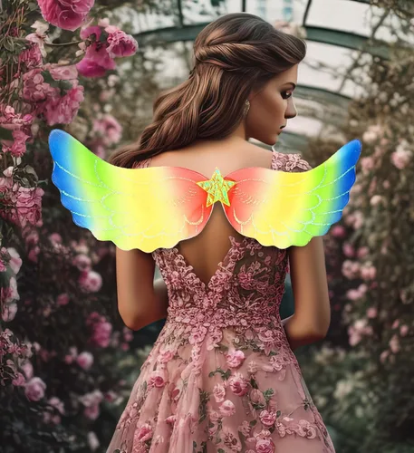 Vista 7 de Mozlly Wings One Size Fits Most Glittery Lightweight Breathable Fashion Wing with Elastic Straps for Cosplay