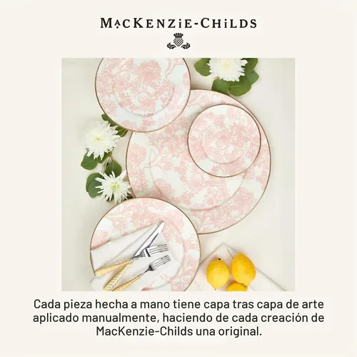Vista 6 de MACKENZIE-CHILDS Placa de carga esmaltada, placa decorativa para decoración del hogar, 12 pulgadas, jardín inglés rosa