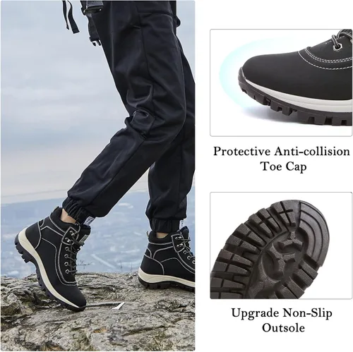 Vista 3 de Botas impermeables para el trabajo de senderismo para mujer, botas tácticas de senderismo para la nieve de invierno, botas de senderismo