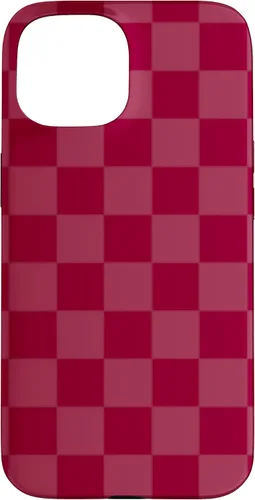 Vista 6 de Funda de diseño simple con diseño a cuadros rojo burdeos para iPhone 16