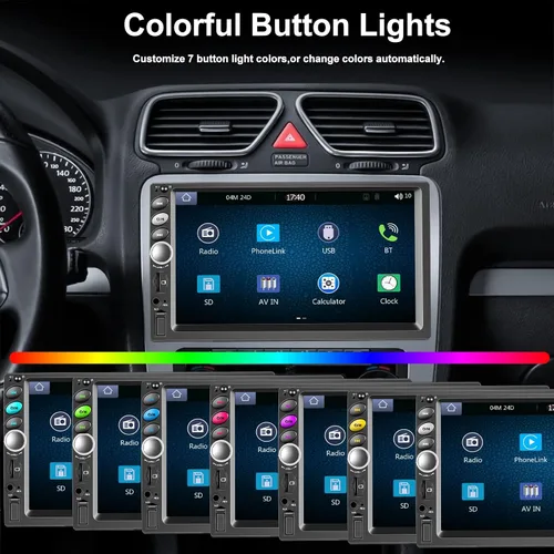 Vista 7 de Estéreo de coche de doble DIN, radio de pantalla táctil de 7 pulgadas con CarPlay Android Auto Reproductor multimedia para coche, espejo Link