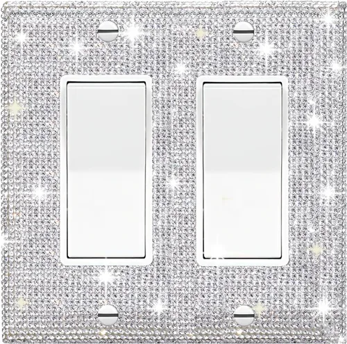 Vista 20 de 1 PC Placa de Pared de Diamantes de Imitación Plateados Brillantes Cubierta de Interruptor de Luz Cubiertas de Interruptor Placas de Pared Diamantes