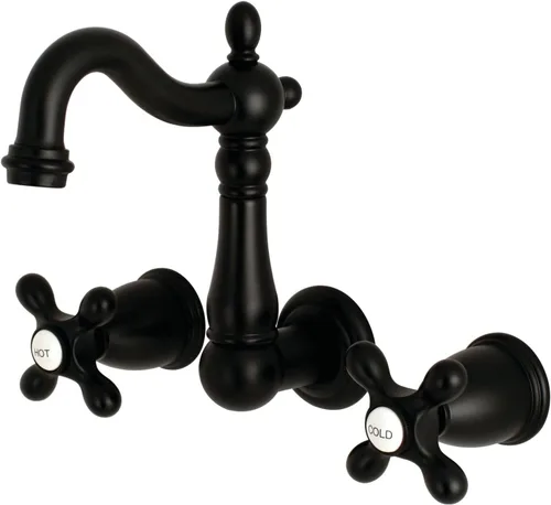 Vista 6 de Kingston Brass KS1223AX - Grifo de baño de montaje en pared central de 8 pulgadas, latón antiguo