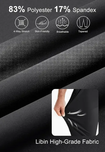 Vista 4 de Libin Pantalones deportivos de golf elásticos en 4 direcciones con bolsillos, pantalones de vestir ajustados para trabajo, pantalones deportivos