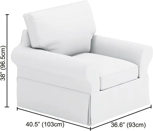 Vista 3 de Funda de algodón compatible con Pottery Barn Basic Grand para sillón XL, 43 pulgadas de ancho