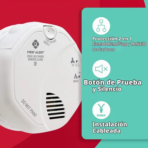 Vista 2 de FIRST ALERT BRK SC7010B-3 Detector de humo y monóxido de carbono (CO) cableado con batería de respaldo, paquete de 3