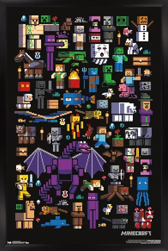 Vista 9 de Trends International Minecraft - Póster de pared de Mobbery, 14.725 x 22.375 pulgadas, versión con marco de madera tipo granero
