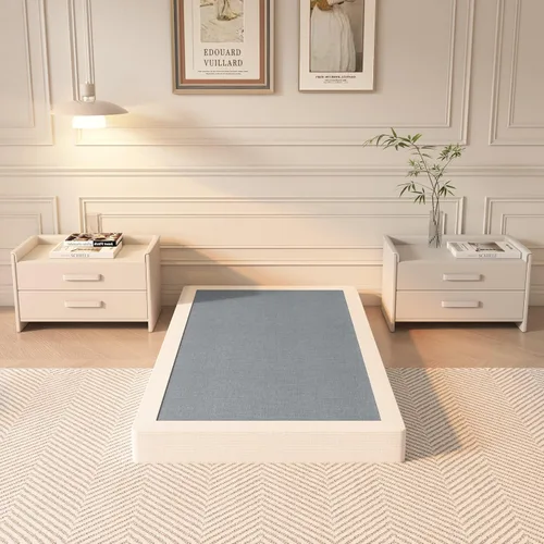 Vista 14 de YORMDMO Somier de 3 pulgadas, resortes de caja tamaño Queen con cubierta de tela, bases de metal resistente de bajo perfil, fácil montaje, capacidad