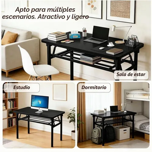 Vista 7 de Escritorio plegable para espacios pequeños, escritorio plegable para computadora de 31.5 pulgadas, no requiere montaje, mesa de estudio portátil que