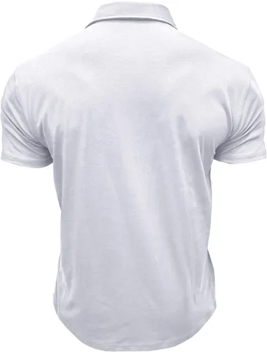 Vista 4 de Mens Short Sleeve Button Down Shirts Pocket Solid Color Tops Tees Short Sleeve Turn Down Pullover T-Shirts Elegant