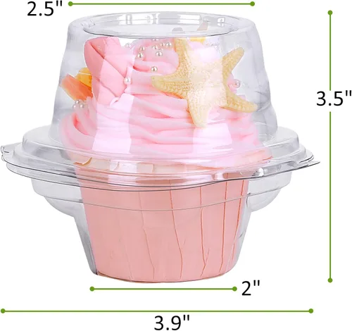Vista 2 de Cajas de cupcakes individuales para cupcakes, 25 paquetes de soporte regular individual para cupcakes, cobertura alta para magdalenas, soporte