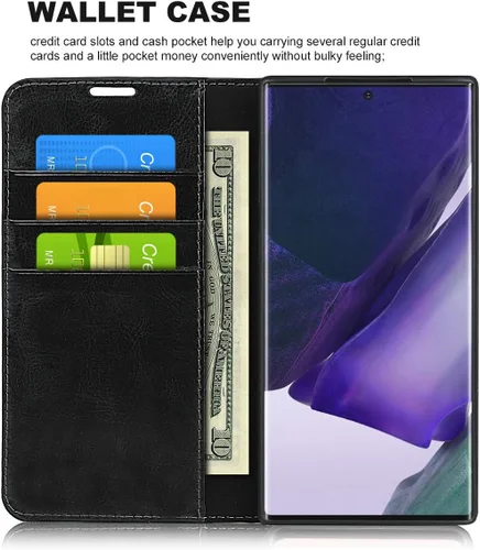 Vista 3 de iCoverCase Funda tipo cartera para Samsung Galaxy Note 20 Ultra con ranuras para tarjetas, función atril de cuero premium con función de atril