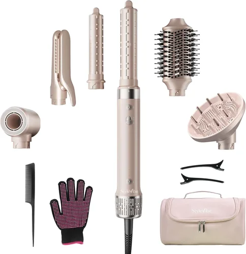 Vista 13 de Air Styler 6 en 1 con secador de pelo y rizadores de envoltura Beige