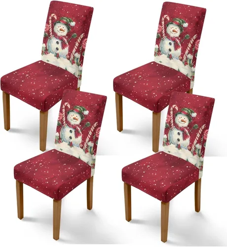 Vista 49 de Rnyleeg Fundas de silla de Navidad para sala de estar, diseño de muñeco de nieve azul, estampado de pájaros, fundas para sillas de comedor, 1