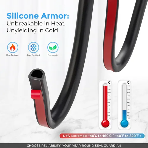 Vista 3 de Cinta de sellado de clima de silicona en forma de D, sello de puerta autoadhesivo de 23 pies, se ajusta a espacios de hasta 1/8" a 1/4", para marco