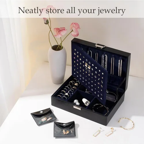 Vista 6 de ProCase Joyero organizador para mujeres y niñas, caja de joyería mejorada con 8 bolsas adicionales libres de deslustre, contenedor de almacenamiento