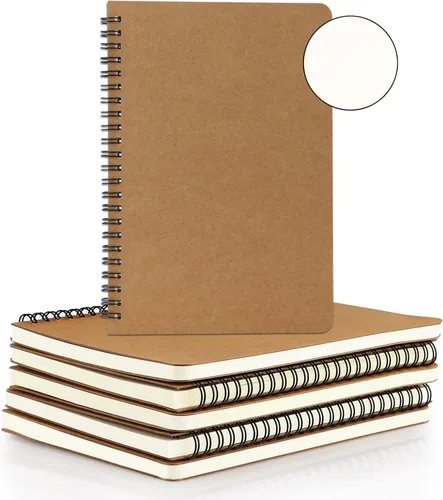 Vista 10 de EUSOAR Cuaderno en espiral en blanco de tapa dura, B5, 6 paquetes de 7.3 x 10.2 pulgadas, cuadernos de escritura de viaje, bloc de notas de notas