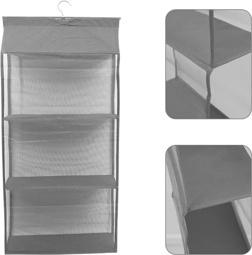 Vista 5 de COHEALI Wall Hanging Storage Bag with Sturdy Hook, Nonwoven Mesh Shelves