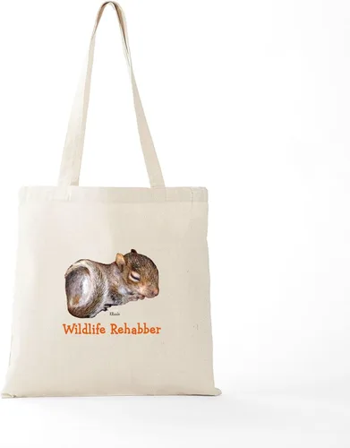 Vista 6 de CafePress Bolsa de compras de lona beige natural reutilizable para rehabilitación de ardillas
