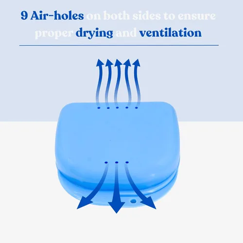 Vista 2 de Estuche de retención con orificios de ventilación - Contenedor de ortodoncia para sujetar retenedores, alineador, protector nocturno/protector