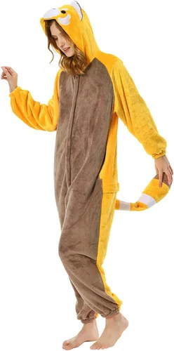 Vista 2 de OLAOLA Pijama de franela con diseño de panda rojo para adultos para el hogar ropa de dormir Halloween cosplay para mujeres y hombres