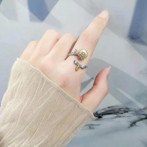 Vista 5 de Anillo de ansiedad anti estrés, anillo ajustable, joyería de fiesta para mujer