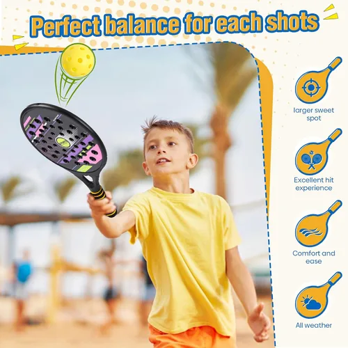 Vista 2 de Juego de pelota de pepinillo para niños, raqueta de tenis impermeable con orificio de aire, juguetes de playa para niños y adultos, familia, 2