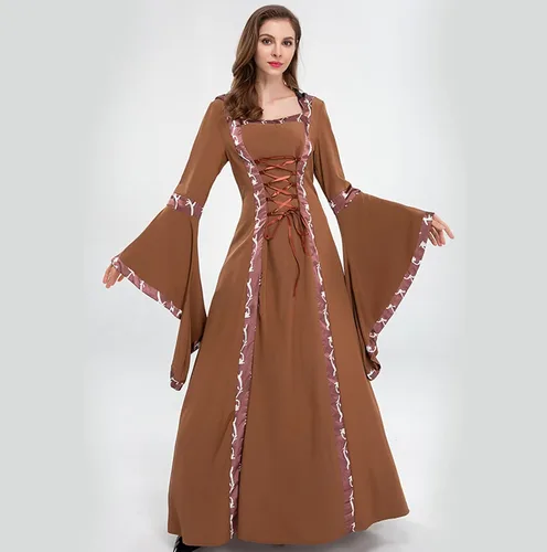 Vista 6 de Vestido de Halloween para mujer, disfraz de bruja vintage de lujo con capucha 2022