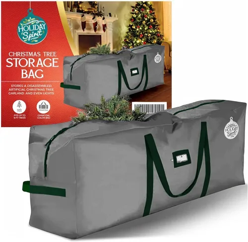 Vista 10 de HOLIDAY SPIRIT Bolsa de almacenamiento para árbol de Navidad, bolsa impermeable para árbol de Navidad con asas reforzadas duraderas y cremalleras
