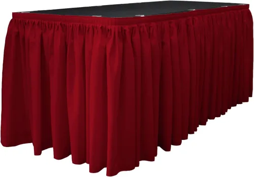 Vista 16 de LA Linen Falda de mesa de popelina de poliéster para mesas rectangulares, tela plisada para banquetes de boda, 14 pies por 29 pulgadas de largo