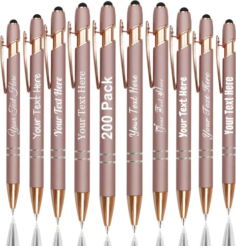 Vista 99 de Hasta 300 bolígrafos personalizados a granel con nombre personalizado con grabado gratis, puntas de lápiz capacitivo grabado, bolígrafo
