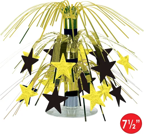 Vista 2 de Beistle Star Mini Cascade - Centro de mesa, 7.5 pulgadas, negro/dorado