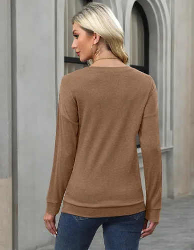Vista 6 de For G and PL Sudadera elegante de manga larga con cuello redondo y encaje para mujer, para otoño e invierno 2024