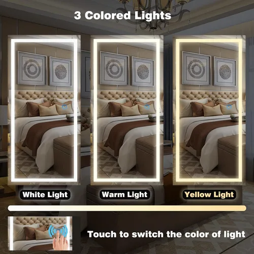 Vista 4 de Becko US Armario de joyería con luz LED de 3 colores, cajones de espejo y estante inferior, espejo con gafas y almacenamiento de relojes, armario