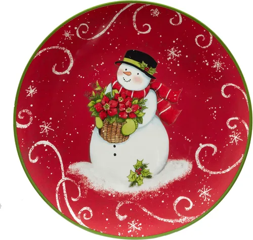 Vista 4 de Certified International Holiday Magic Snowman - Juego de 4 platos de postre/ensalada de 9 pulgadas