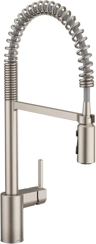 Vista 13 de Moen Align 5923BLS Grifo de cocina desplegable con resorte de una sola manija de acero inoxidable con aerosol desplegable y Power Boost, grifo