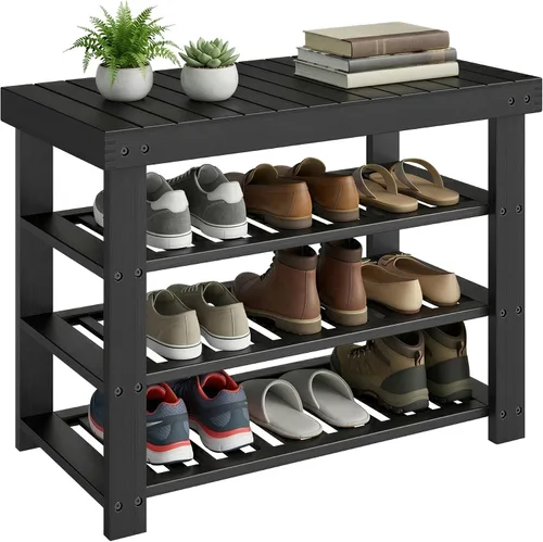 Vista 11 de SONGMICS Zapatero con asiento acolchado tapizado, estante de almacenamiento, organizador de zapatos, soporta hasta 350 libras, ideal para entrada