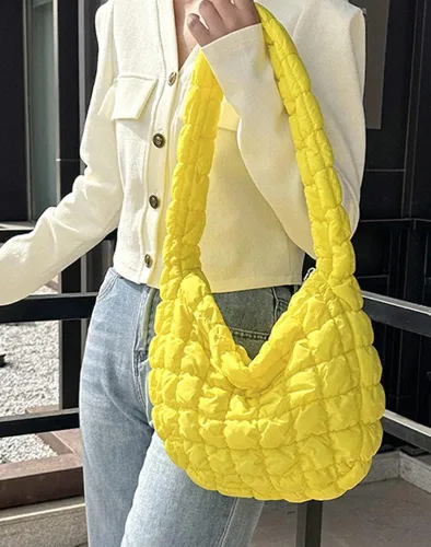 Vista 5 de Bolso de hombro para mujer, bolso elegante, bolso de hombro, bolsa de mano acolchada, lindo bolso cruzado bolsa de burbujas, Púrpura, Elegante