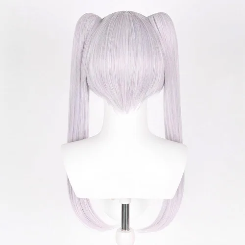 Vista 5 de Shqncoh Anime Sousou no Frieren Frieren Beyond Journey's End Elf Frieren - Peluca de pelo largo morado pálido con clip en coletas gemelas