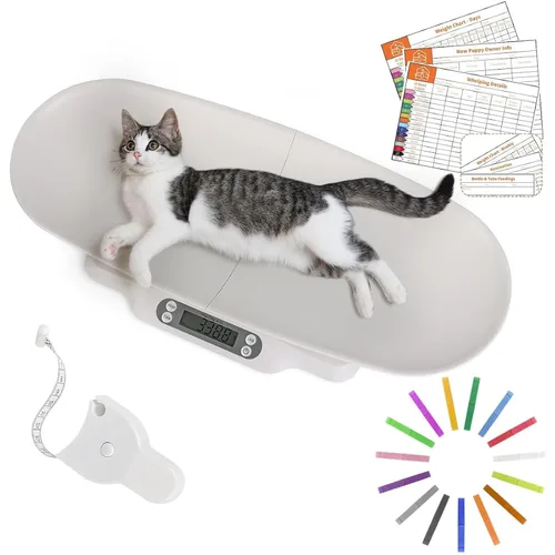 Vista 11 de Báscula digital para animales pequeños para pesar con cinta métrica, báscula para cachorros al nacer, pesa tu gatito, conejo con alta precisión
