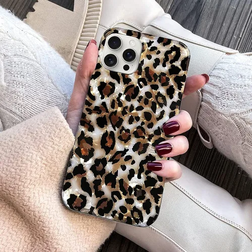 Vista 9 de J.west - Funda compatible con iPhone 15 Pro de 6.1 pulgadas, diseño elegante, translúcido, brillante, con estampado de leopardo y guepardo, diseño