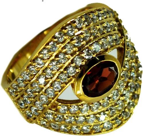 Vista 3 de 55Carat Natural Garnet Gold Plated Engagement Ring for Women Gift Handmade Oval Shape Size 5,6,7,8,9,10,11,12