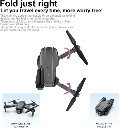 Vista 4 de Sonilco Mini dron E99 con doble cámara, retención de altitud, despegue/aterrizaje con una tecla, diseño plegable, giroscopio, modo sin cabeza, 2