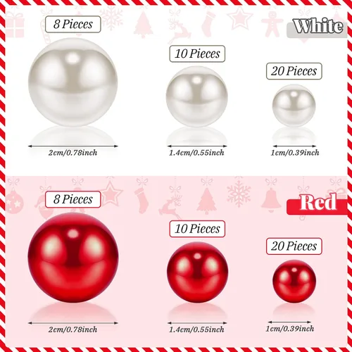 Vista 3 de 106 piezas de perlas de relleno de jarrón de Navidad, velas flotantes, centro de mesa, cuentas, jarrones, perlas para decoración de fiesta de mesa