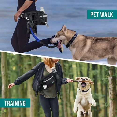 Vista 6 de Bolsa de cintura para perros PetAmi, bolsa de golosinas para paseos, entrenamiento, dosificador de bolsas para excrementos incorporado, soporte